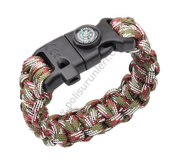 Paracord Bileklik Haki-Beyaz-Bordo 04